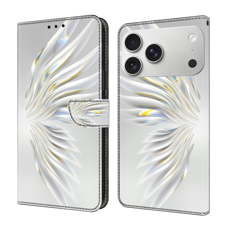 For iPhone 17 Pro Max Crystal-Like Painted Vegan Leather Phone Case(Crystal Wings)