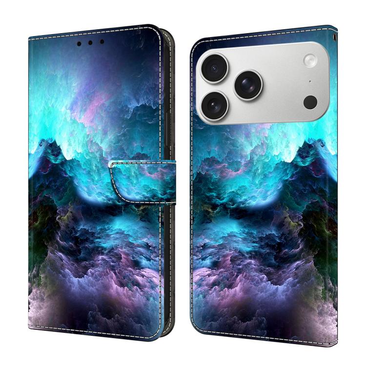 For iPhone 17 Pro Max Crystal-Like Painted Vegan Leather Phone Case(Dazzling Colors)