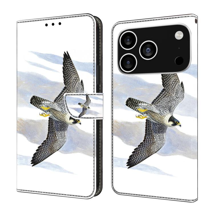 For iPhone 17 Pro Max Crystal-Like Painted Vegan Leather Phone Case(Eagle)