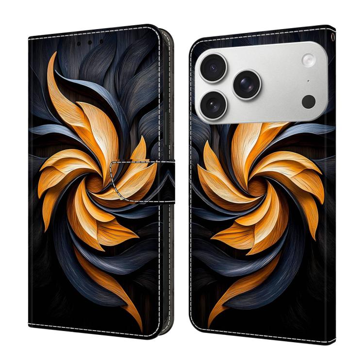 For iPhone 17 Pro Max Crystal-Like Painted Vegan Leather Phone Case(Gilded Vortex)