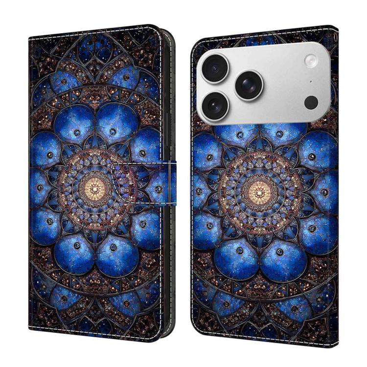 For iPhone 17 Pro Max Crystal-Like Painted Vegan Leather Phone Case(Glass Gemstones)