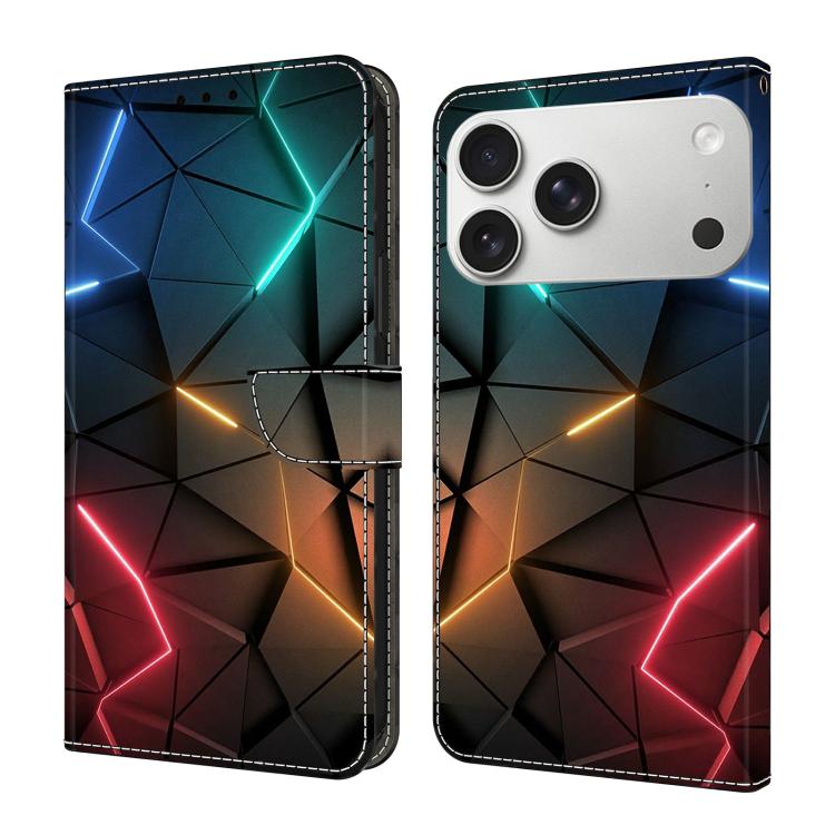 For iPhone 17 Pro Max Crystal-Like Painted Vegan Leather Phone Case(Light Rift)