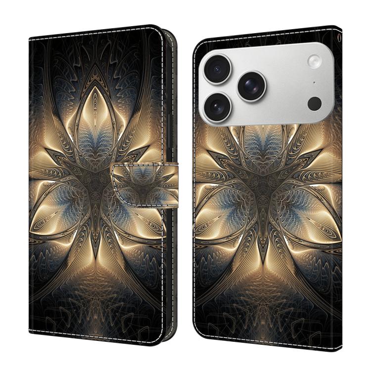 For iPhone 17 Pro Max Crystal-Like Painted Vegan Leather Phone Case(Magnificent)