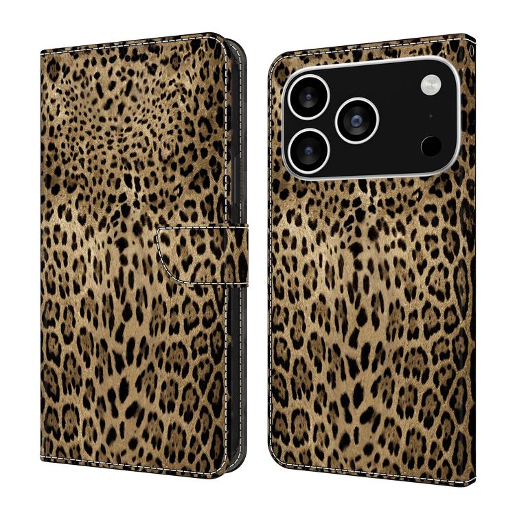 For iPhone 17 Pro Max Crystal-Like Painted Vegan Leather Phone Case(Panthera Onca Print)