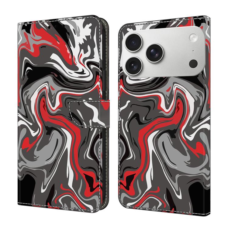 For iPhone 17 Pro Max Crystal-Like Painted Vegan Leather Phone Case(Rock Texture)