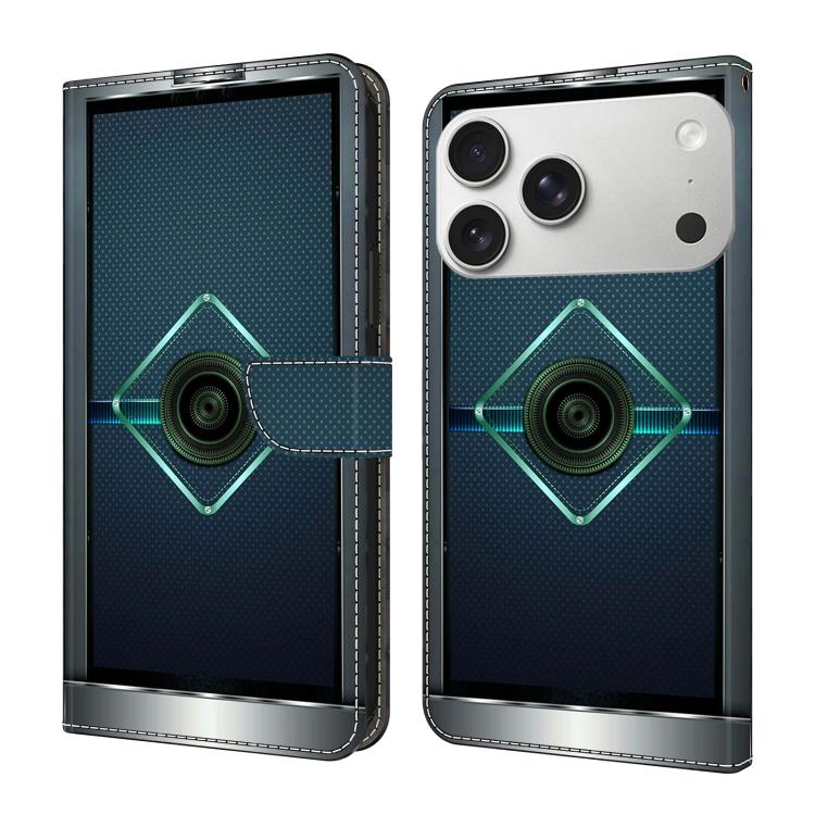 For iPhone 17 Pro Max Crystal-Like Painted Vegan Leather Phone Case(Sci-Fi Future)