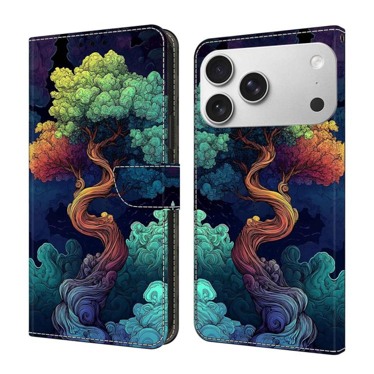 For iPhone 17 Pro Max Crystal-Like Painted Vegan Leather Phone Case(Spruce)