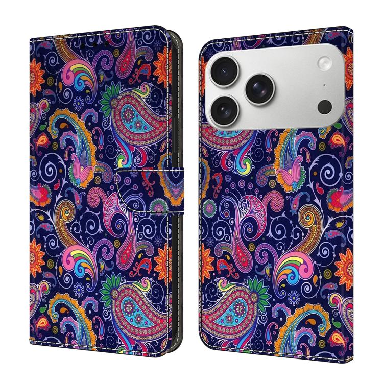 For iPhone 17 Pro Max Crystal-Like Painted Vegan Leather Phone Case(Triangular Marble)