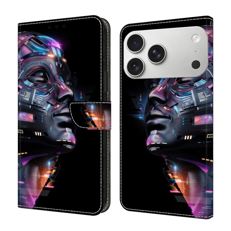 For iPhone 17 Pro Max Crystal-Like Painted Vegan Leather Phone Case(Wanderer)