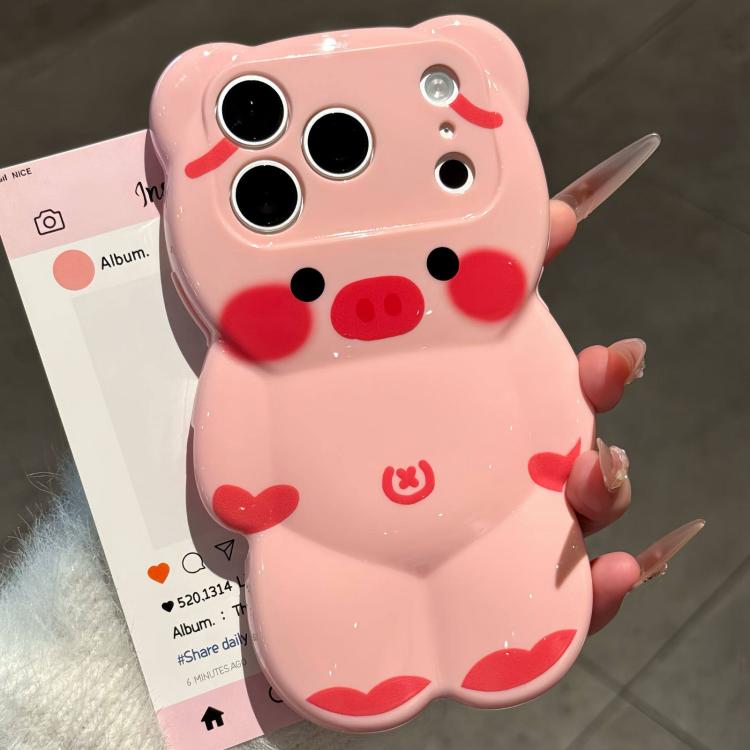 For iPhone 17 Pro Max Cute 3D Pig Shockproof TPU Phone Case(Belly Button Pig)