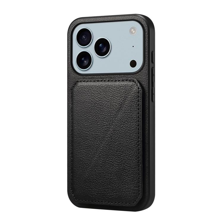 For iPhone 17 Pro Max D04 Calf Texture Dual Card Slot Holder Phone Case(Black)