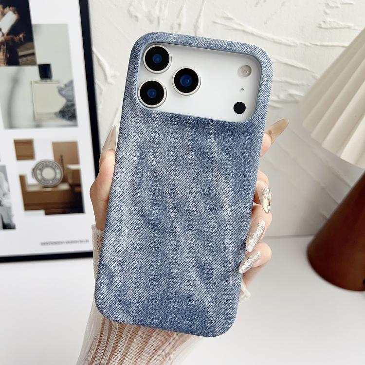 For iPhone 17 Pro Max Denim MagSafe Magnetic PC + PU Phone Case(Grayish Blue)