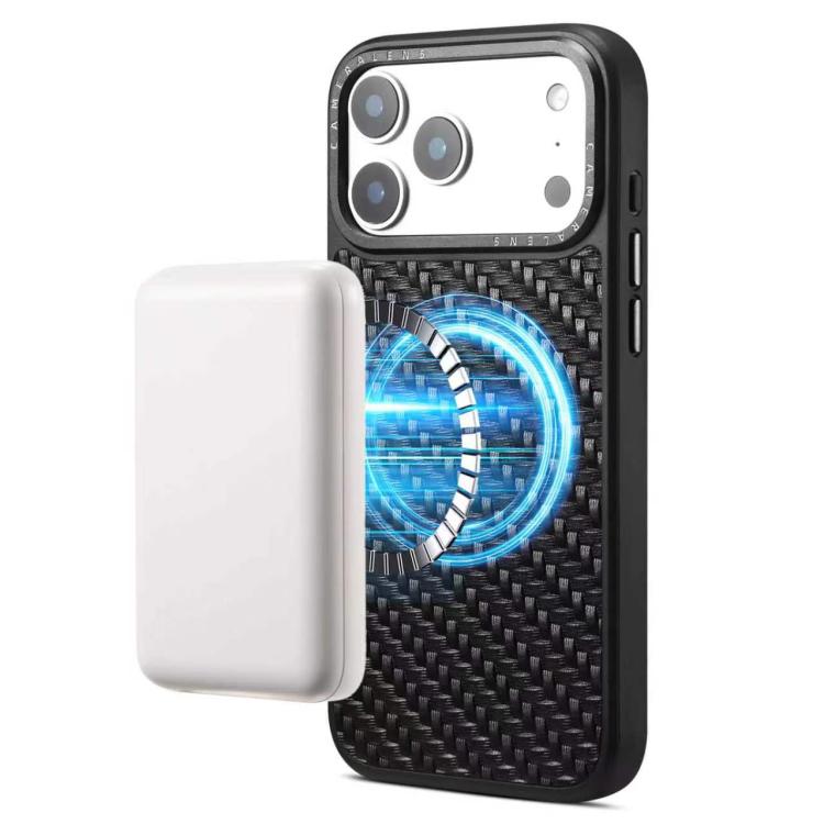 For iPhone 17 Pro Max Denior A26 Genuine Leather Woven Texture Magnetic Phone Case(Black)