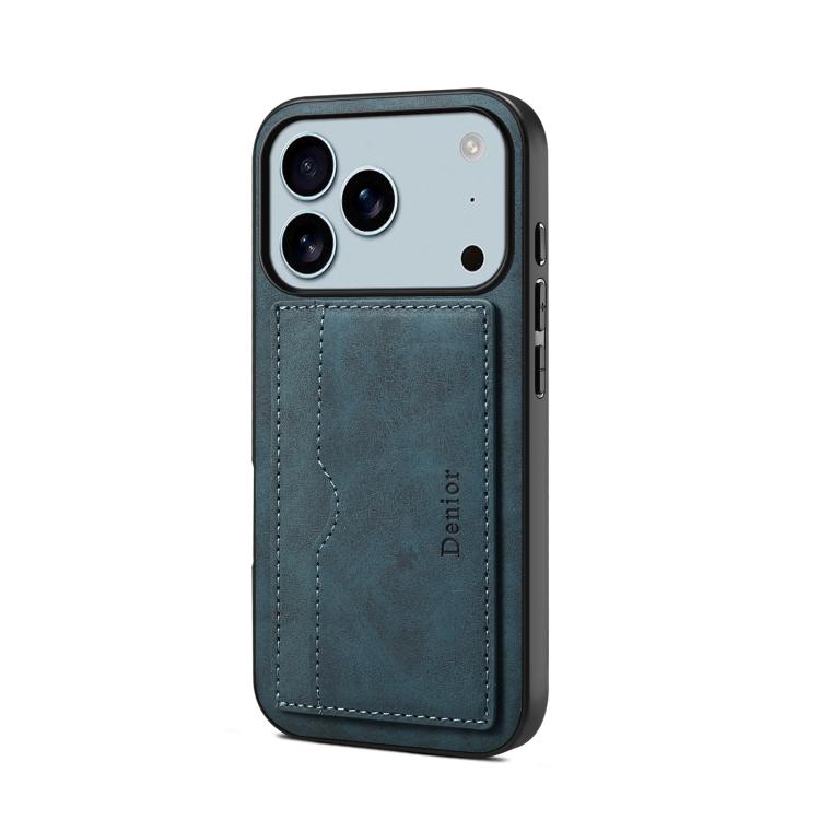 For iPhone 17 Pro Max Denior D08 PU Single Card Slot Holder Phone Case(Blue)