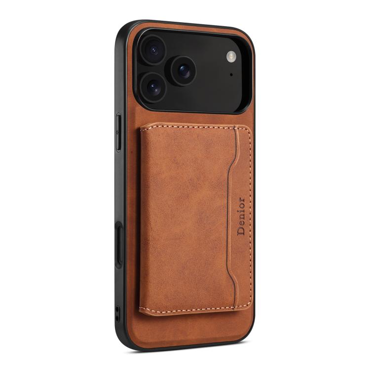 For iPhone 17 Pro Max Denior D13 Retro Texture Leather MagSafe Card Bag Phone Case(Brown)