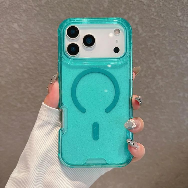 For iPhone 17 Pro Max Detachable 3 in 1 Glitter Magnetic Phone Case(Mint Green)
