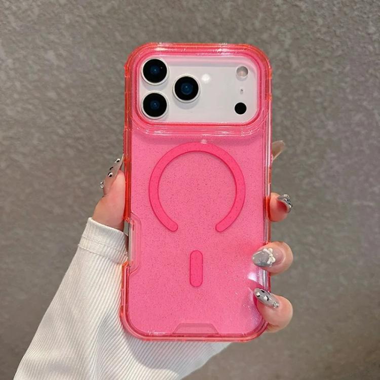 For iPhone 17 Pro Max Detachable 3 in 1 Glitter Magnetic Phone Case(Pink)
