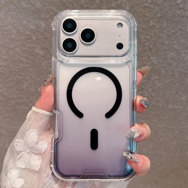 For iPhone 17 Pro Max Detachable Gradient Transparent Magnetic Phone Case(Black)