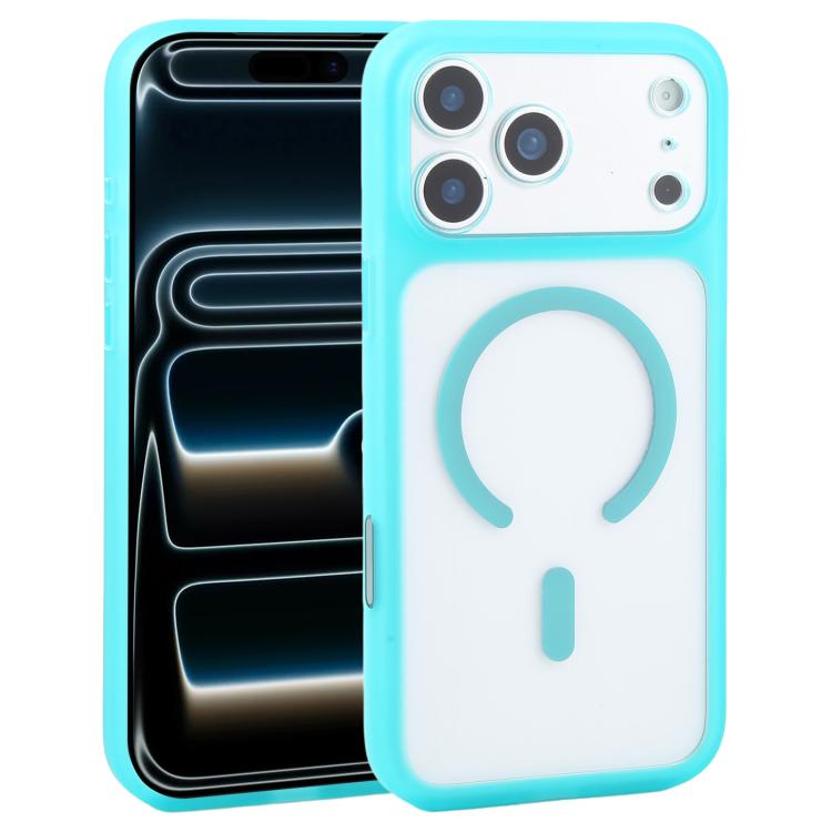 For iPhone 17 Pro Max DFANS DESIGN Full Coverage PC Clear Lens Frame Magnetic Phone Case(Blue)