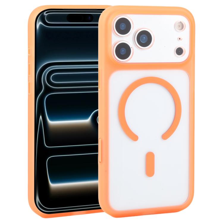 For iPhone 17 Pro Max DFANS DESIGN Full Coverage PC Clear Lens Frame Magnetic Phone Case(Orange)
