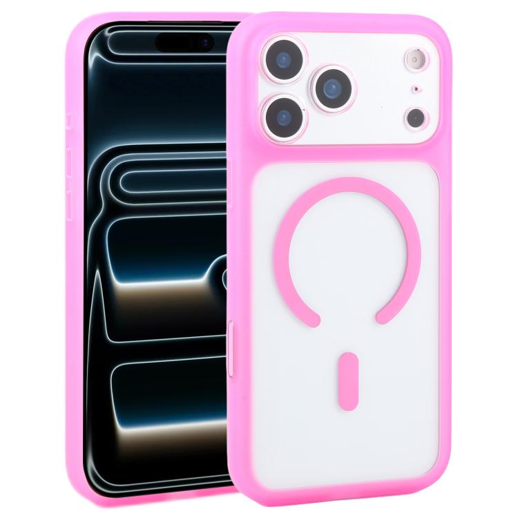 For iPhone 17 Pro Max DFANS DESIGN Full Coverage PC Clear Lens Frame Magnetic Phone Case(Pink)