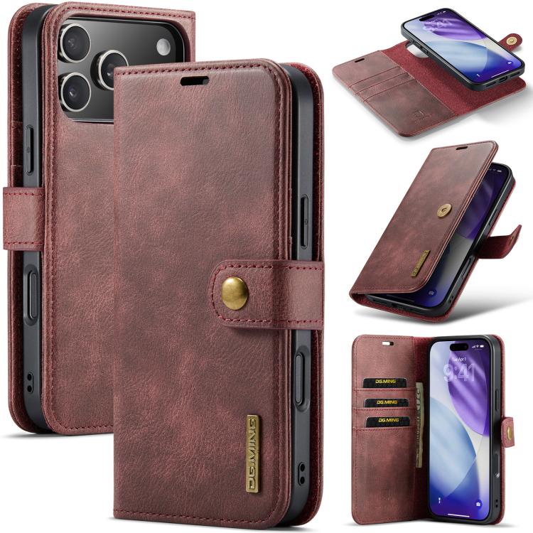 For iPhone 17 Pro Max DG.MING Crazy Horse Texture Detachable Magnetic Leather Phone Case(Red)