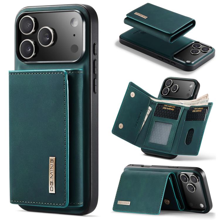 For iPhone 17 Pro Max DG.MING M1 Series 3-Fold Multi Card Wallet Leather Phone Case(Green)