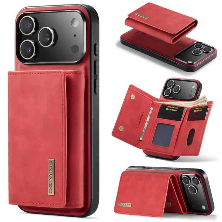 For iPhone 17 Pro Max DG.MING M1 Series 3-Fold Multi Card Wallet Leather Phone Case(Red)