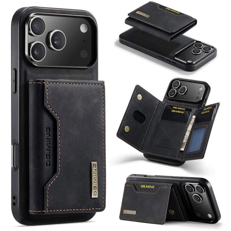 For iPhone 17 Pro Max DG.MING M2 Series 3-Fold Card Bag Wallet Leather Phone Case(Black)