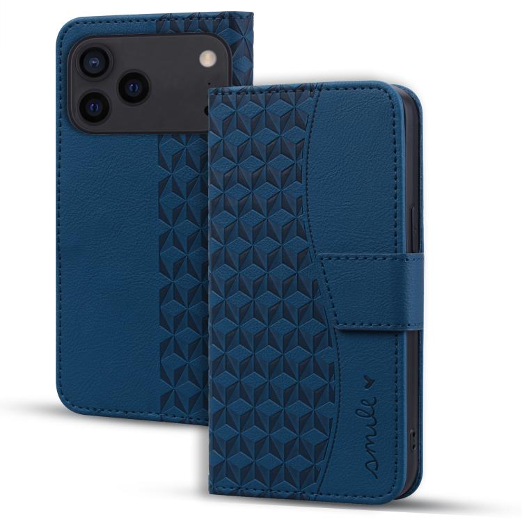 For iPhone 17 Pro Max Diamond Buckle Leather Phone Case with Lanyard(Royal Blue)