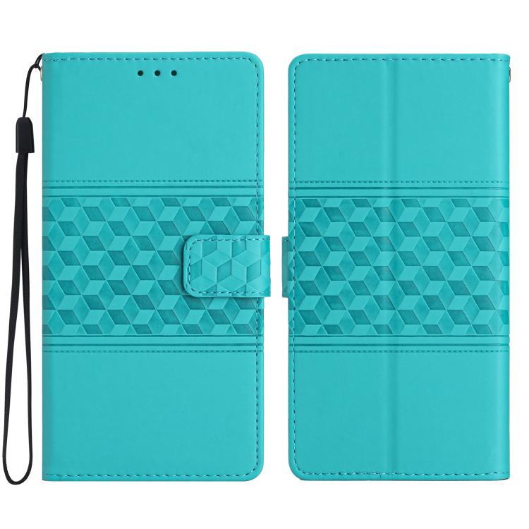 For iPhone 17 Pro Max Diamond Embossed Skin Feel Leather Phone Case(Blue)