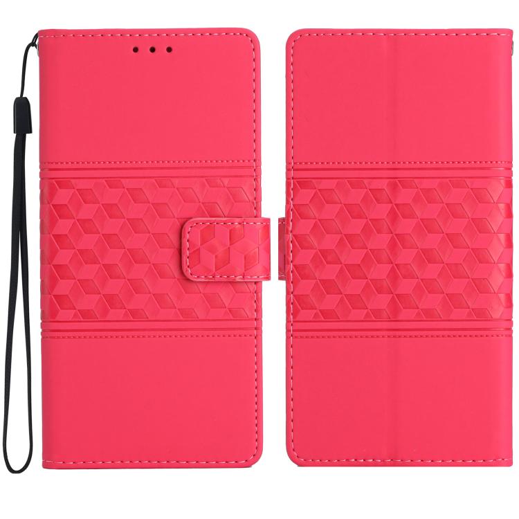 For iPhone 17 Pro Max Diamond Embossed Skin Feel Leather Phone Case(Red)