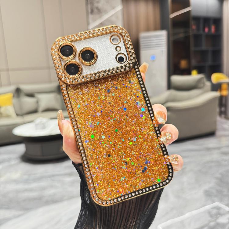 For iPhone 17 Pro Max Diamond Glitter Sequins TPU Phone Case(Gold)