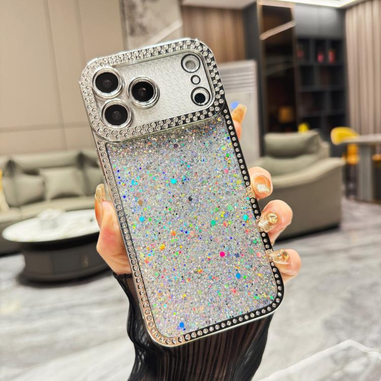 For iPhone 17 Pro Max Diamond Glitter Sequins TPU Phone Case(Silver)
