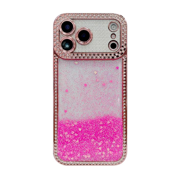 For iPhone 17 Pro Max Diamond Gradient Glitter Sequins Plated Phone Case(Burgundy)