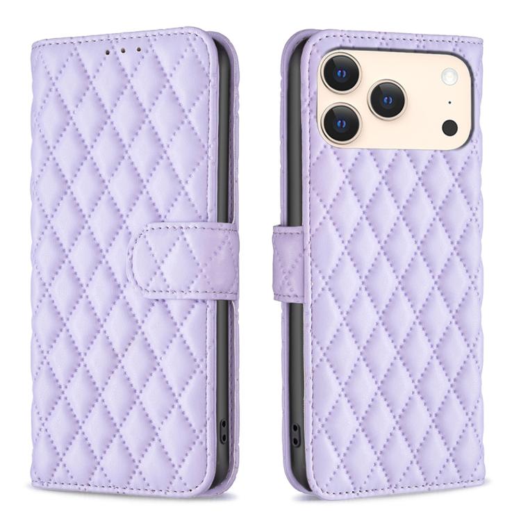 For iPhone 17 Pro Max Diamond Lattice Wallet Flip Leather Phone Case(Purple)