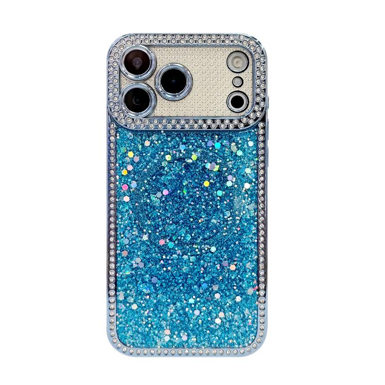 For iPhone 17 Pro Max Diamond Sequins Glitter MagSafe Electroplating Phone Case(Blue)