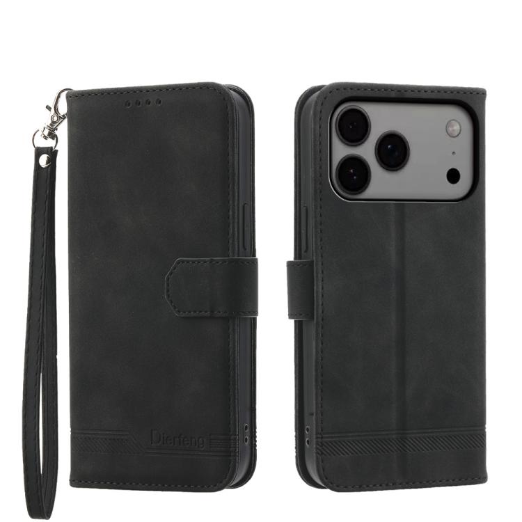 For iPhone 17 Pro Max Dierfeng Dream Line TPU Hybrid PU Leather Phone Case(Black)