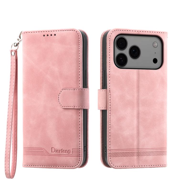 For iPhone 17 Pro Max Dierfeng Dream Line TPU Hybrid PU Leather Phone Case(Pink)