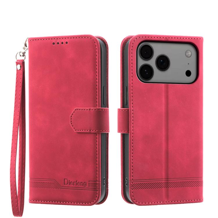 For iPhone 17 Pro Max Dierfeng Dream Line TPU Hybrid PU Leather Phone Case(Red)
