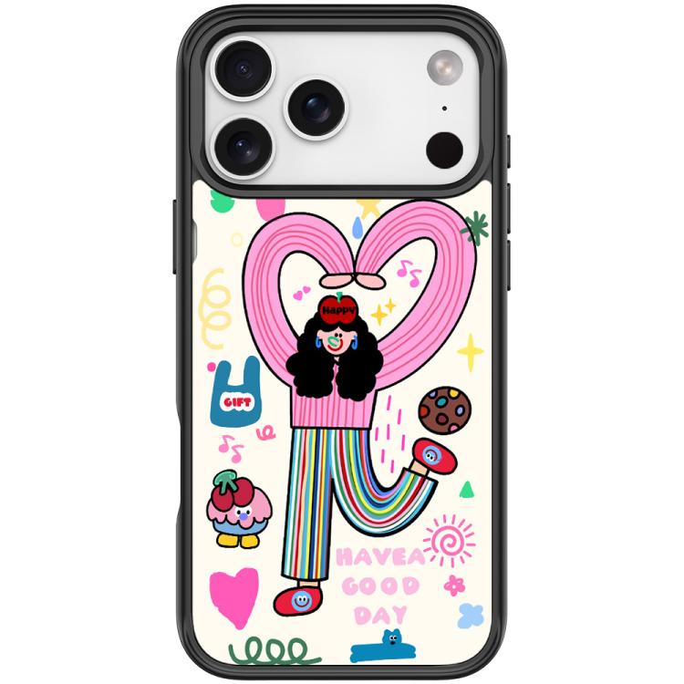 For iPhone 17 Pro Max Dopamine Girl Pattern Magnetic Phone Case(Black)
