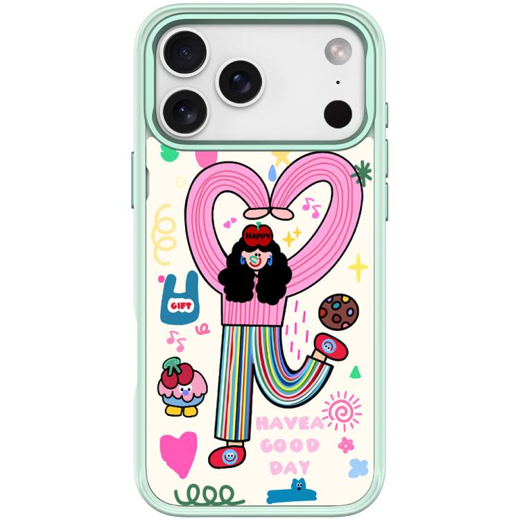 For iPhone 17 Pro Max Dopamine Girl Pattern Magnetic Phone Case(Light Green)