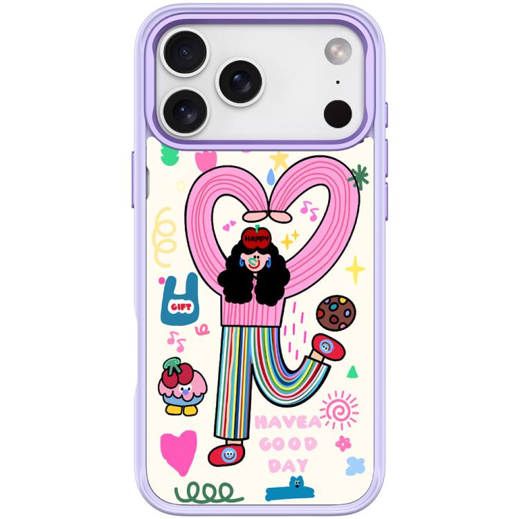 For iPhone 17 Pro Max Dopamine Girl Pattern Magnetic Phone Case(Light Purple)