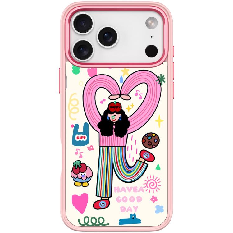 For iPhone 17 Pro Max Dopamine Girl Pattern Magnetic Phone Case(Pink)