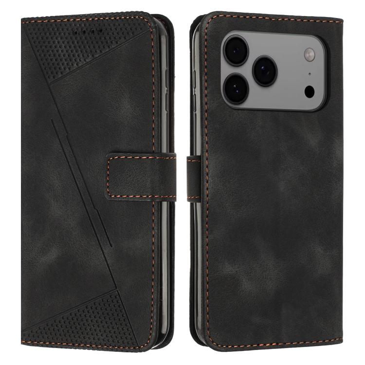 For iPhone 17 Pro Max Dream Triangle Leather Phone Case with Lanyard(Black)