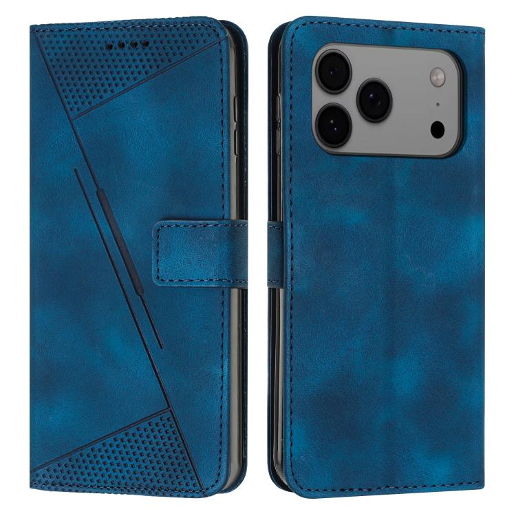 For iPhone 17 Pro Max Dream Triangle Leather Phone Case with Lanyard(Blue)