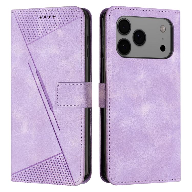 For iPhone 17 Pro Max Dream Triangle Leather Phone Case with Lanyard(Purple)