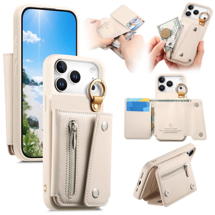 For iPhone 17 Pro Max Dream Wallet D Buckle Leather Back Cover Phone Case(Beige)