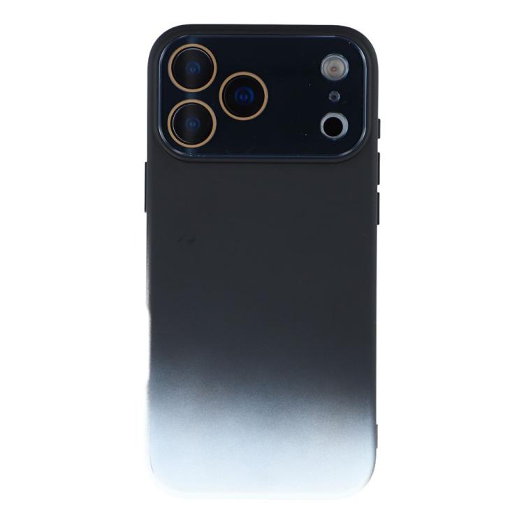 For iPhone 17 Pro Max Dual-Color Gradient TPU + Fiber Lining Phone Case with Lens Protector(Black Gradient)