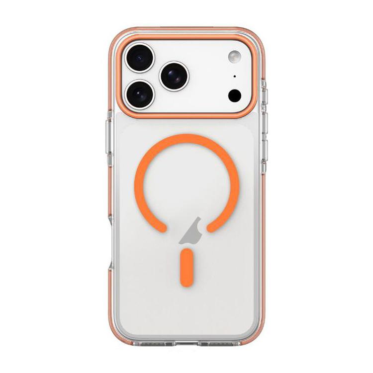 For iPhone 17 Pro Max Dual-Color PC Hybrid TPU Magnetic Phone Case(Orange)